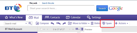 Managing spam in BT Mail