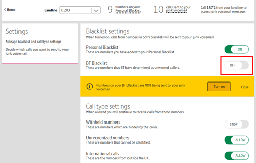 Update BT Blacklist settings