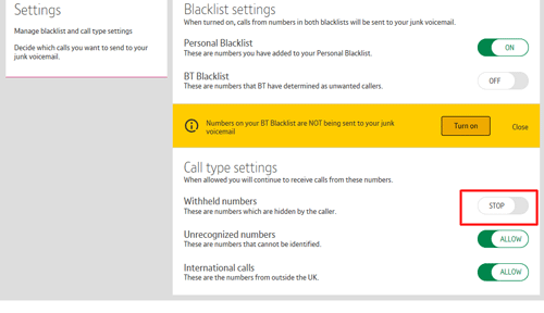 Update individual call types