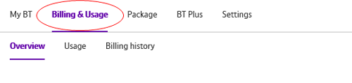 Click Billing & Usage