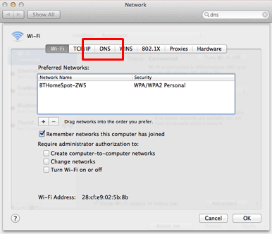 DNS settings