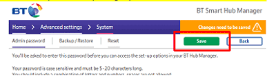 Changing the admin password on the BT Smart Hub