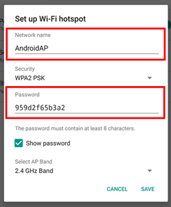 Setting up tethering on an Android phone