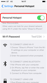 Setting up tethering on an iPhone