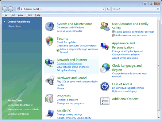 Connecting to a Hub wirelessly with a PC with Windows Vista